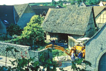 Bauarbeiten zur Entstehung des Dorfplatzes